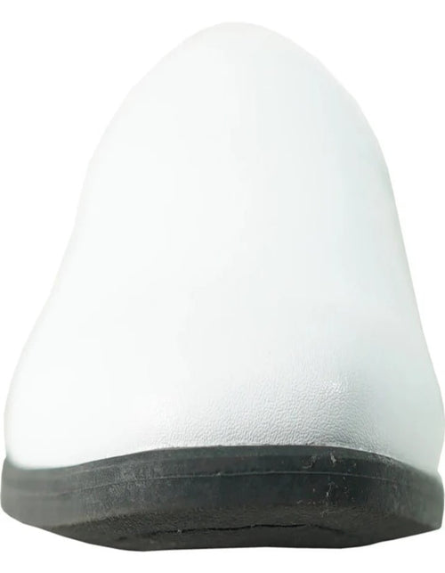 White Prom Shoes - Mens Classic Plain Toe Slip on Loafer White Dress Shoe