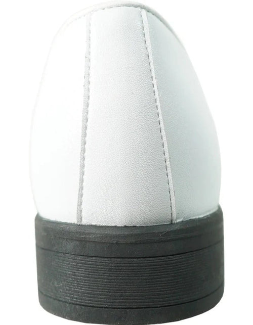 White Prom Shoes - Mens Classic Plain Toe Slip on Loafer White Dress Shoe