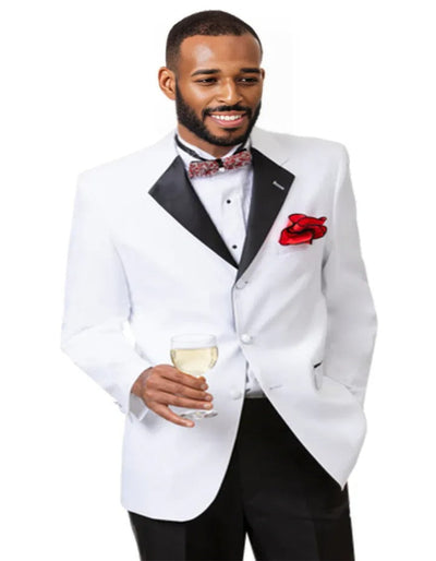 Cheap Tuxedos - Affordable Prom Suit - Mens Three Button Notch Lapel White and Black Tuxedo