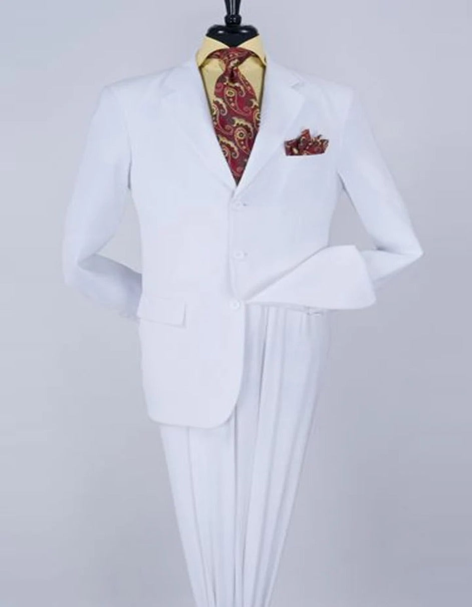 Pleated Suit - Mens Suits With Pleated Pant - Regular Fit Suit - White Suit - Men's Tuxedo USA