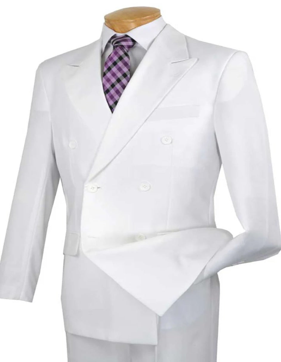 Pleated Suit - Mens Suits With Pleated Pant - Regular Fit Suit - White Poplin Suit - Men's Tuxedo USA