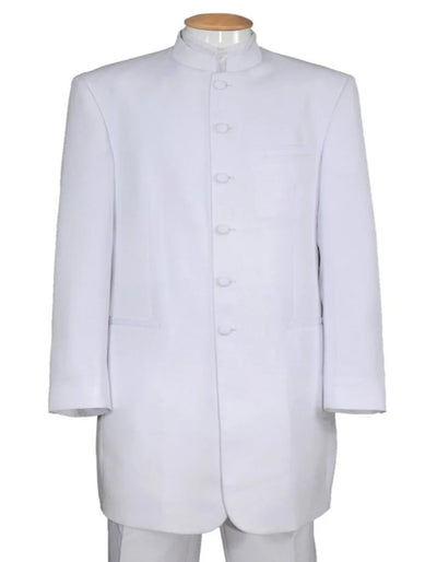 Cheap Tuxedos - Affordable Prom Suit - Mens Long Mandarin Collar Zoot White Suit Tuxedo