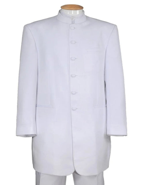 Cheap Tuxedos - Affordable Prom Suit - Mens Long Mandarin Collar Zoot White Suit Tuxedo