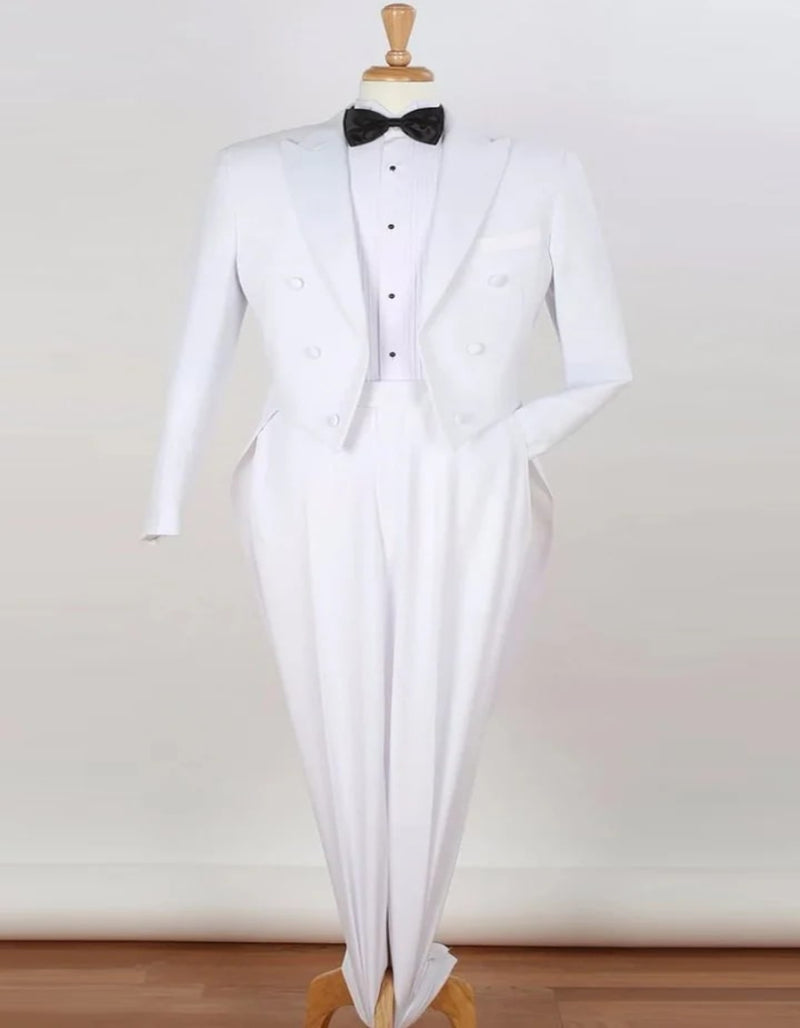 Cheap Tuxedos - Affordable Prom Suit - Mens Classic Fit Long Tail White Tuxedo