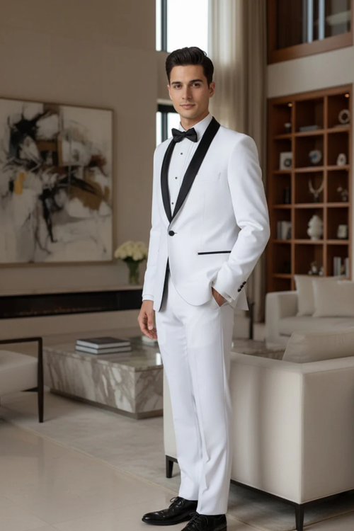 White Vinci 1-Button Shawl Tuxedo