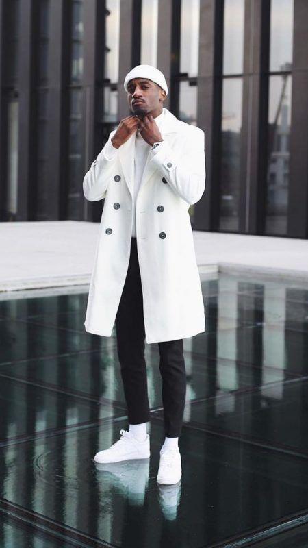 Mens Cashmere & Wool White Double Breasted Overcoat ~ Car Coat by USA Men's Outlet – SuitUSA