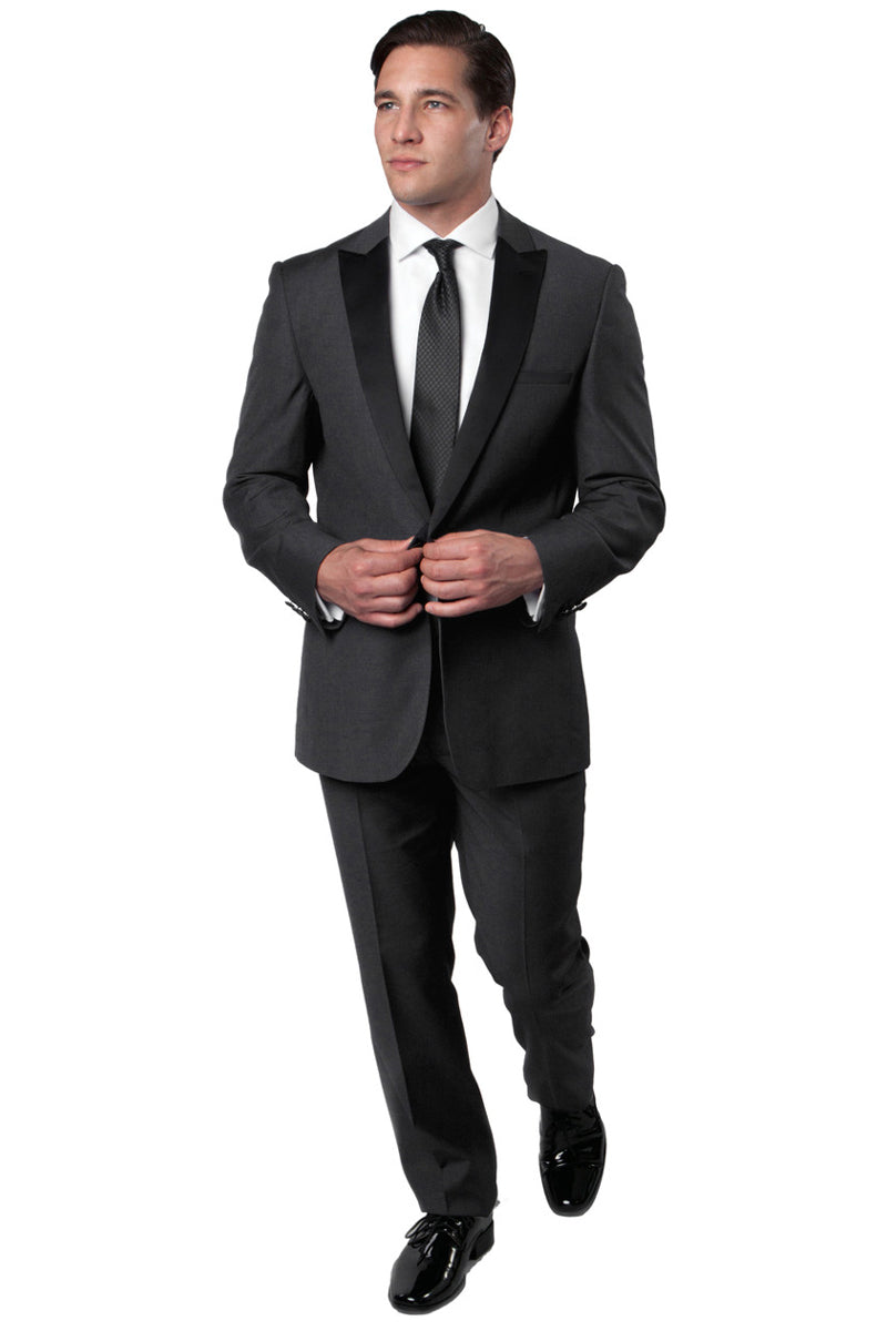 Men's Charcoal Grey Slim Fit Wedding Tuxedo