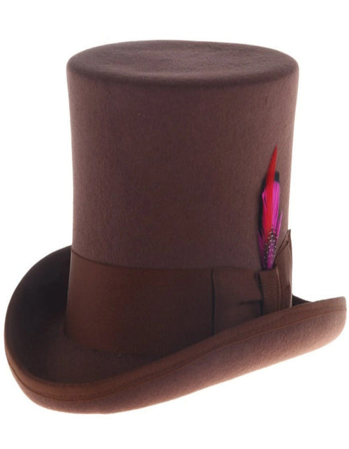 Brown Dress Hat 1920s Fedora Style - Men's Tall 100% Wool Dress Top Hat in Brown by USA Men's Outlet