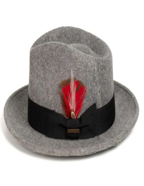 Grey Dress Hat 1920s Fedora Style - Mens Classic Wool Fedora Dress Hat in Grey Melange by USA Men's Outlet