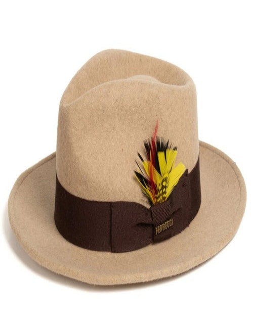 Beige Dress Hat 1920s Fedora Style - Mens Classic Wool Fedora Dress Hat in Beige Melange - USA Men's Outlet