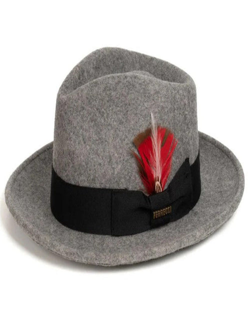 Grey Dress Hat 1920s Fedora Style - Mens Classic Wool Fedora Dress Hat in Grey Melange by USA Men's Outlet