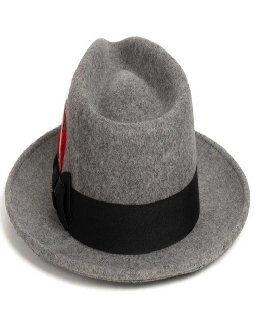 Grey Dress Hat 1920s Fedora Style - Mens Classic Wool Fedora Dress Hat in Grey Melange by USA Men's Outlet