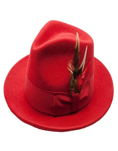Red Dress Hat 1920s Fedora Style - Mens Classic Wool Fedora Dress Hat in Red by USA Men's Outlet