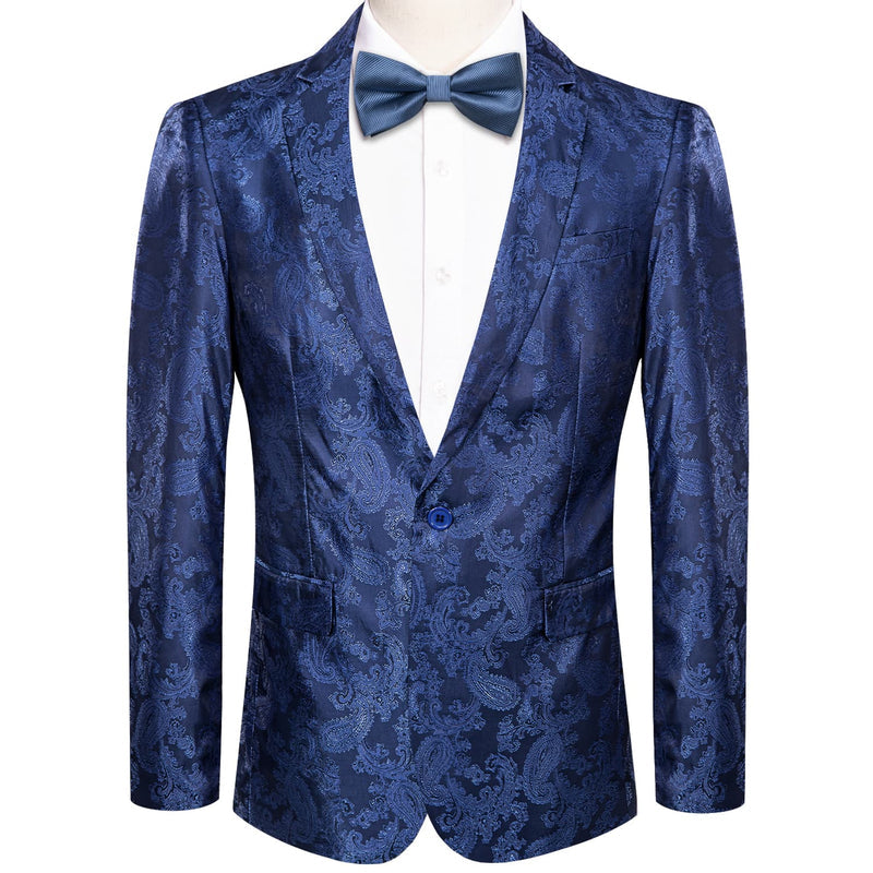 Mens Paisley Blazer - Floral Sport Coat - Royal Blue - Indigo Sport Jacket mensusain