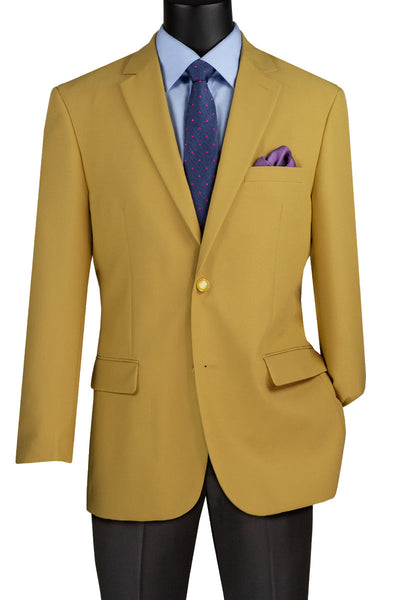 Mens Classic Fit Gold Poplin Blazer from Vinci Suits