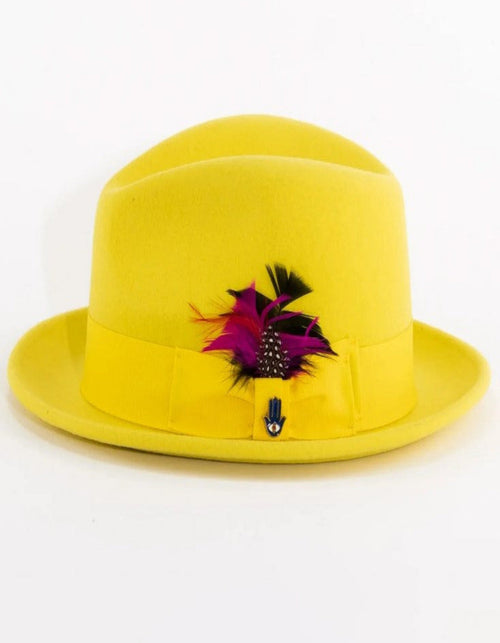 Yellow Dress Hat 1920s Fedora Style - Mens Narrow Brim Crushable Wool Dress Hat Trilby Fedora in Yellow USA Men's Outlet