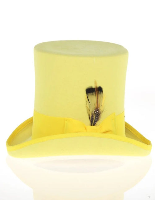 Victorian Steampunk Top Hat - 1800 19th Century - Dressy Loden Felt Top Yellow Hat by USA Men's Outlet