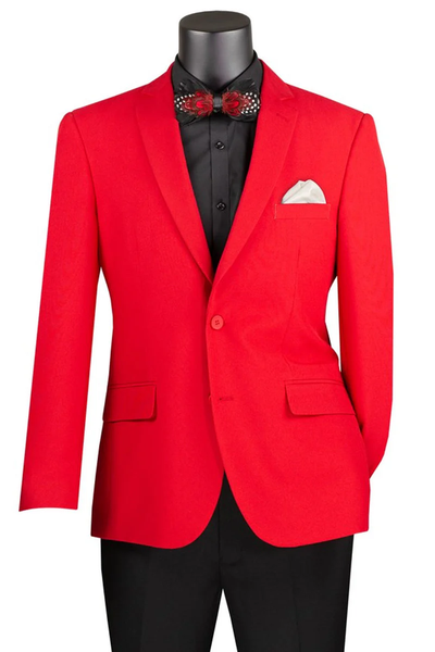 Mens Tailored Slim Fit Red Blazer β Lightweight Poplin Club Jacket