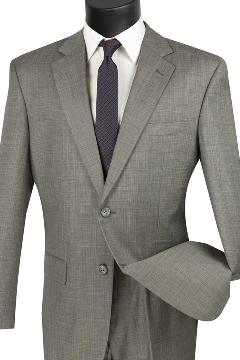 Mens Grey Sharkskin Suit with 2 Button Closure