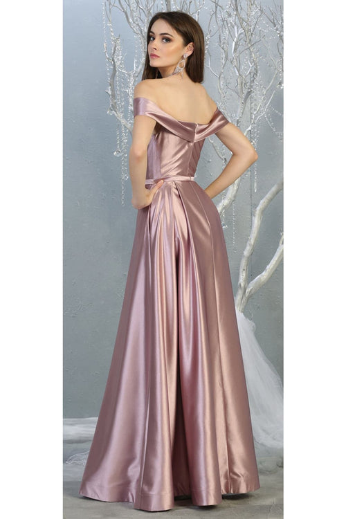 A-line Metallic Formal Unique Dress with Slit