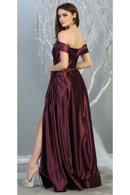 A-line Metallic Formal Unique Dress with Slit