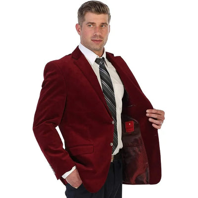 Velour Men's blazer Jacket Velvet Burgundy ~ Maroon ~ Wine Color Sport Coat Cheap Priced Unique Fashion De by mensusain