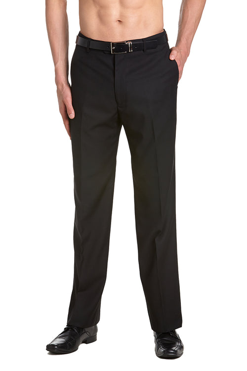 Mens Tuxedo Dress Pants Flat Front Satin Band Mens Tux Pant Trousers - Black with Red Stripe