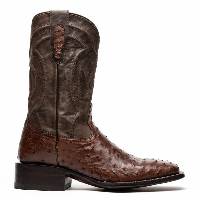Marco Di Milano Alabama Kango Tabac Ostrich Quill Square Toe Cowboy Boots