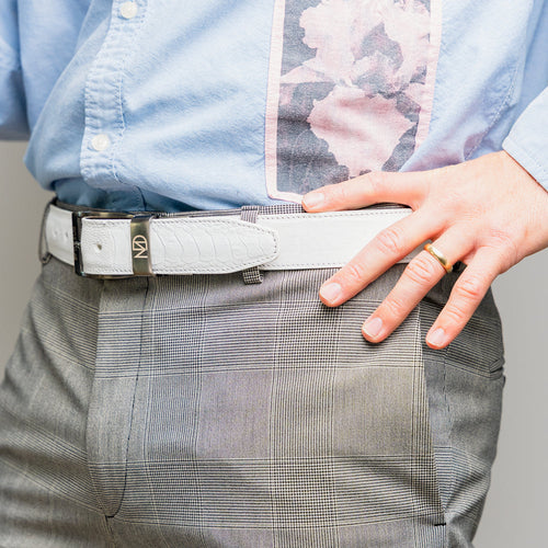 Marco Di Milano Alessio Belt White Leather Loafers