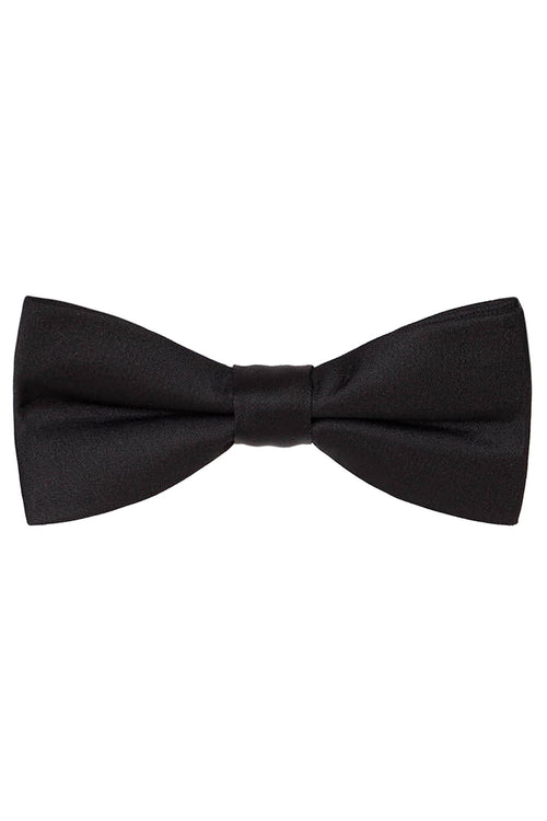 Black Solid Satin Silk Bow Tie Allure Men