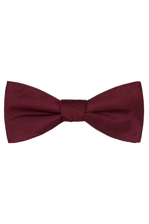 Burgundy Solid Satin Silk Bow Tie Allure Men