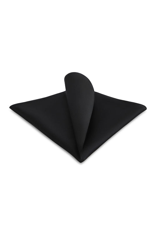 Black Solid Satin Silk Pocket Square Allure Men