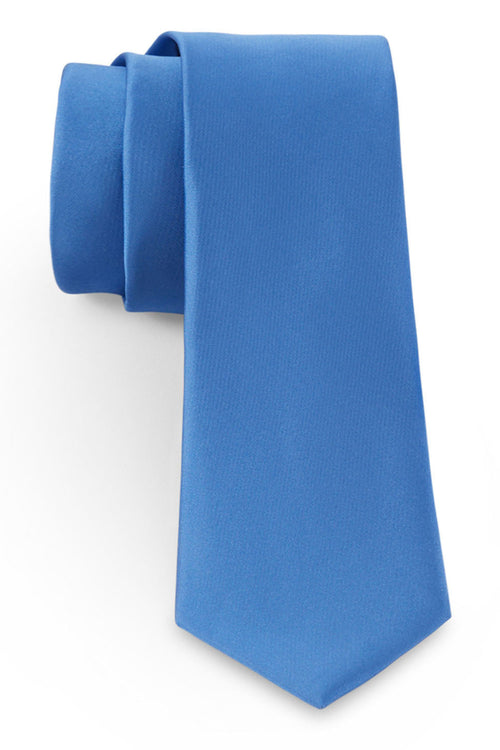 Cornflower Solid Satin Silk Necktie Allure Men