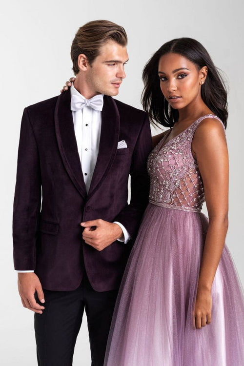 Venice Aubergine Velvet Dinner Jacket (Separates) by Allure Men