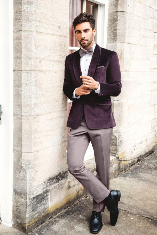 Venice Aubergine Velvet Dinner Jacket (Separates) by Allure Men