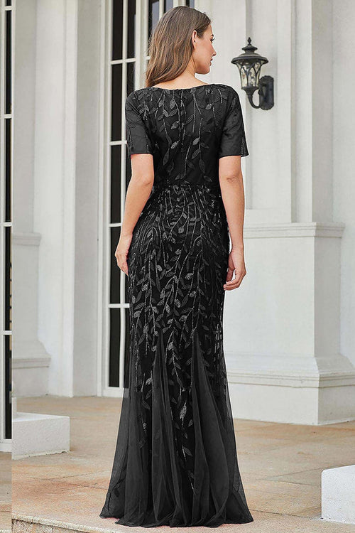 Embroidered Short Sleeve Mother of the Bride Gown & Plus Size Dress