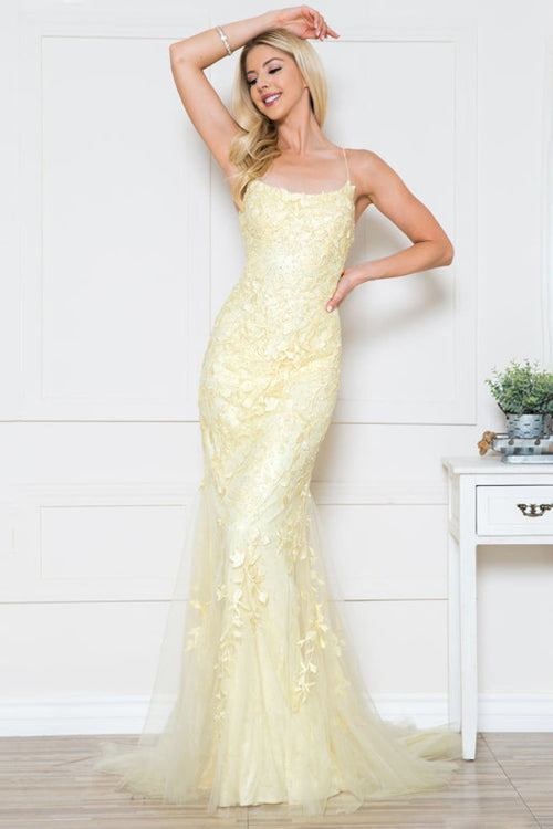 Amelia Couture 799 Embroidered Sweep Train Long Prom Evening Gown