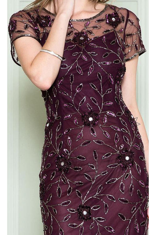 Amelia Couture IN002 Short Sleeve Bateau Evening MOB Gown