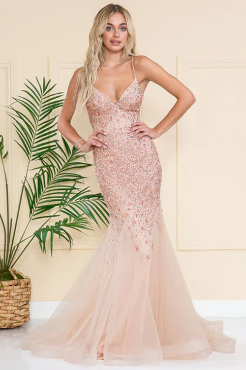 Long Evening Dress Sleeveless Mermaid Gown By Amelia Couture SU066