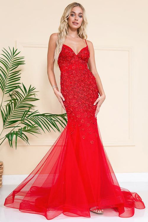 Long Evening Dress Sleeveless Mermaid Gown By Amelia Couture SU066