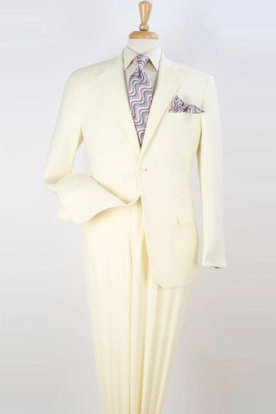 Apollo King Men's Ivory Wool-Feel 2-Button Modern Fit Suit - Elegant Mensattire
