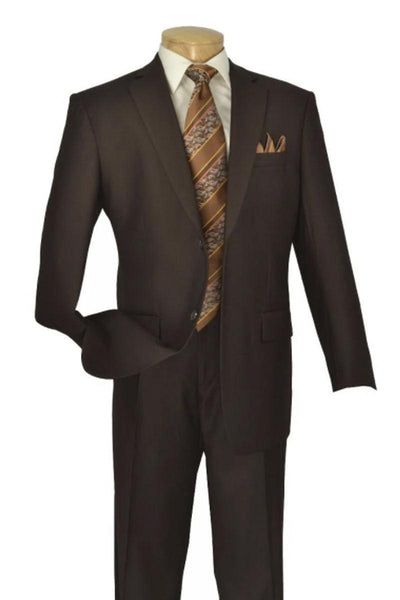 Apollo King Men's Modern Brown Poplin 2-Button Suit - Elegant Mensattire
