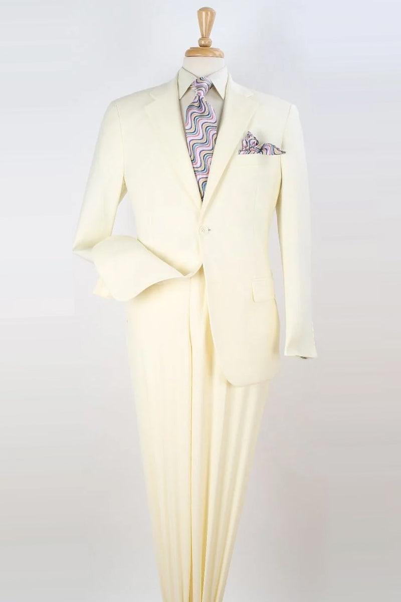 "Apollo King Men's Modern Fit Ivory Poplin Suit" - Elegant Mensattire