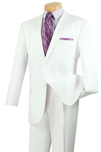 "Apollo King Men's White 2-Button Modern Fit Poplin Suit" - Elegant Mensattire