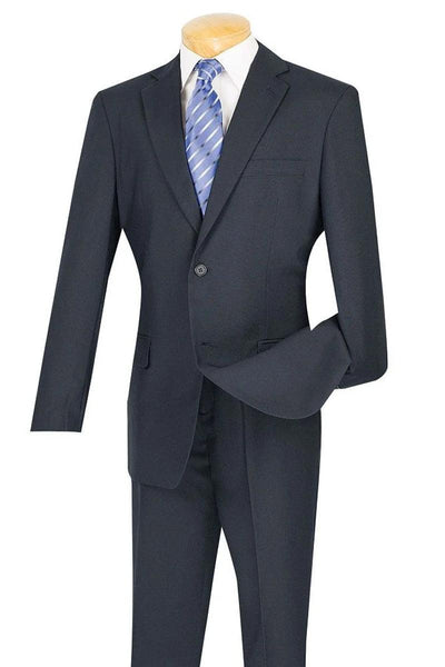 "Apollo King Mens 2-Button Navy Wool-Feel Suit: Modern Fit" - Elegant Mensattire