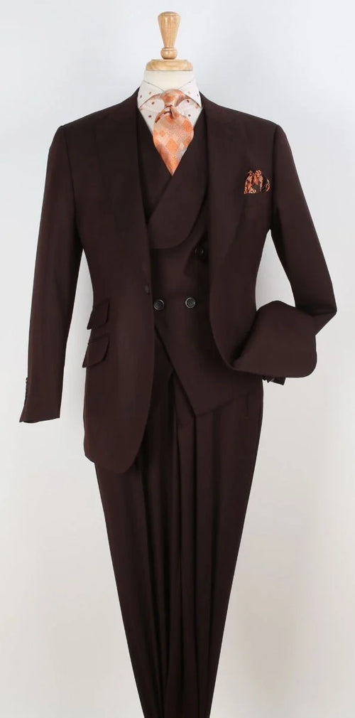 Apollo King Mens 3 Piece 100% Super 150s Wool Suit β High Fashion Double Breasted Vest, Peak Lapel Jacket