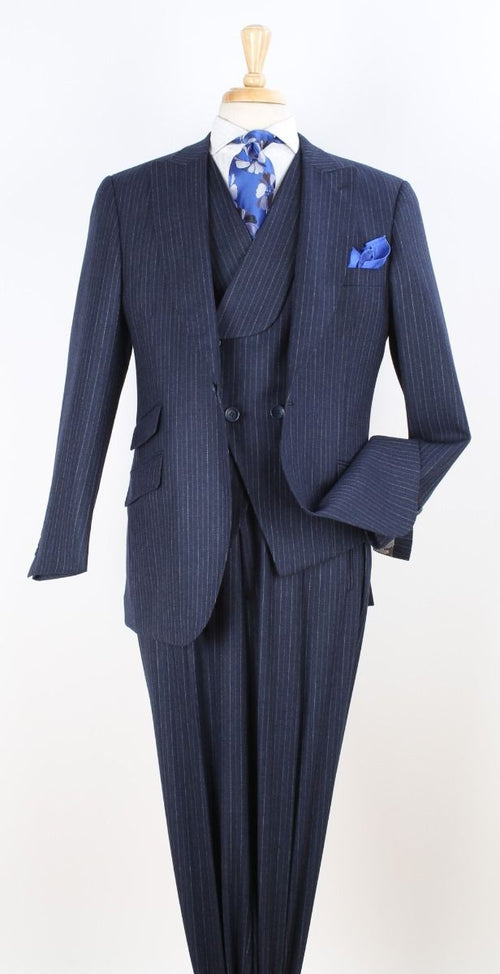Apollo King Mens 3 Piece 100% Super 150s Wool Suit β High Fashion Double Breasted Vest, Peak Lapel Jacket