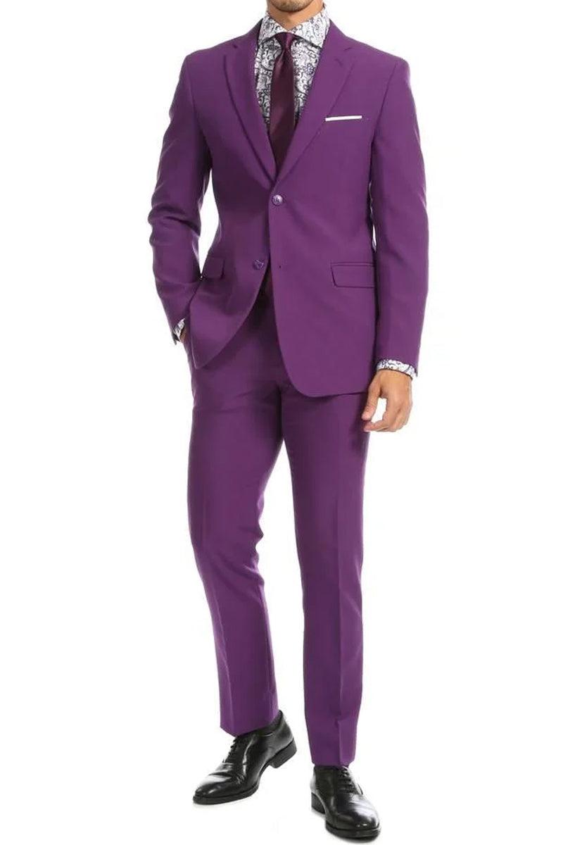 Apollo King Modern Fit Wool-Feel Suit, 2-Button - Purple - Elegant Mensattire