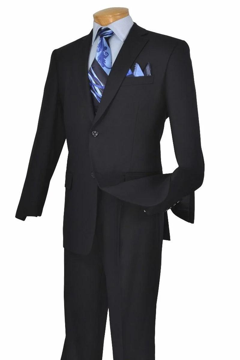 "Apollo King Navy Poplin Suit: Men's Modern 2-Button for Classy Gents" - Elegant Mensattire
