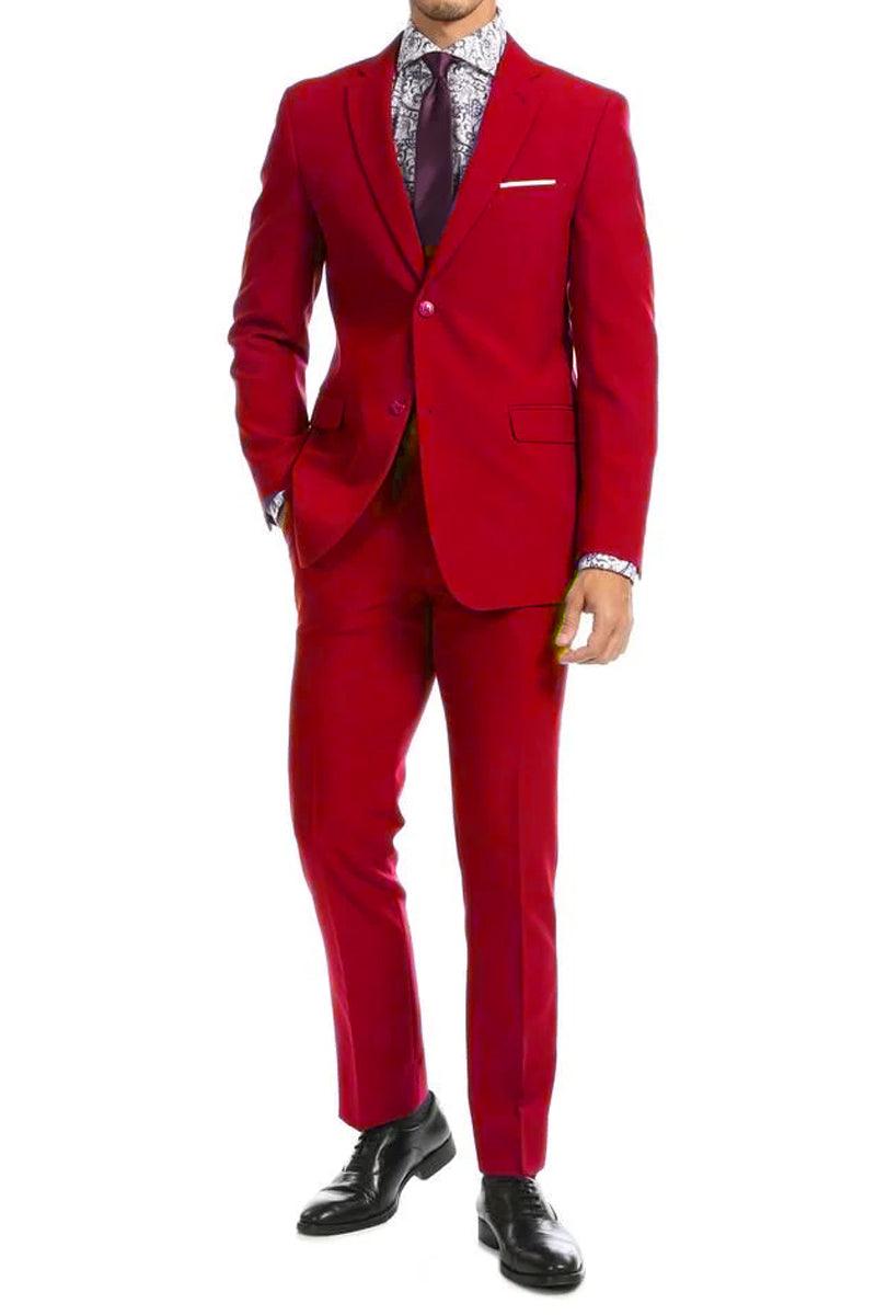 "Apollo King Red Two-Button Suit - Modern Fit & Sophisticated Style" - Elegant Mensattire
